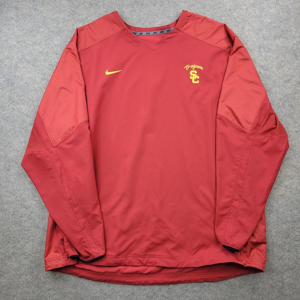 USC Trojans Jacket Mens 2XL Red NCAA Football Nike Pullover Windshirt Sideline